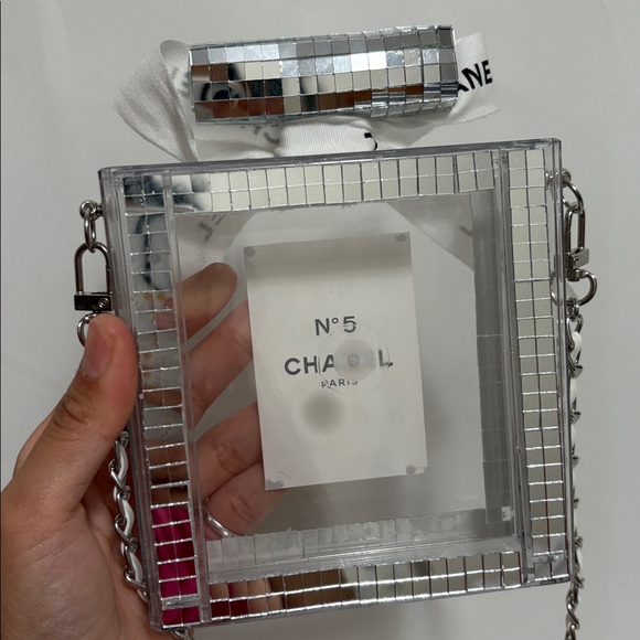 Plastic Clear No 5 Chanel Perfume Bottle Clutch Bag - Picture 7 of 9